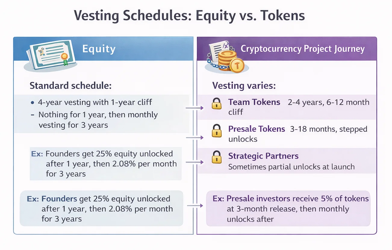 Vesting Schedules: Equity vs. Tokens